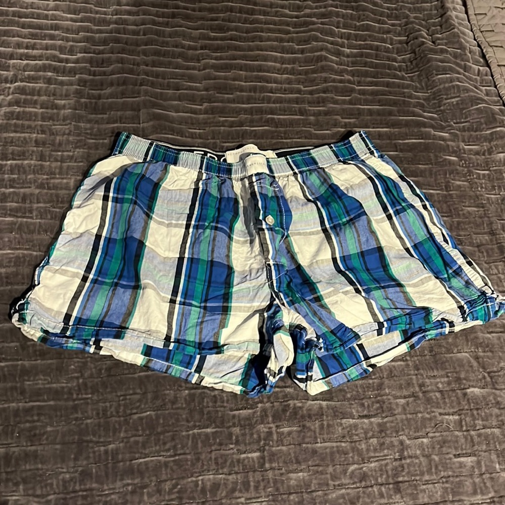 Aeropostale Blue/White/Green Plaid Boxers (One Pair - Large)